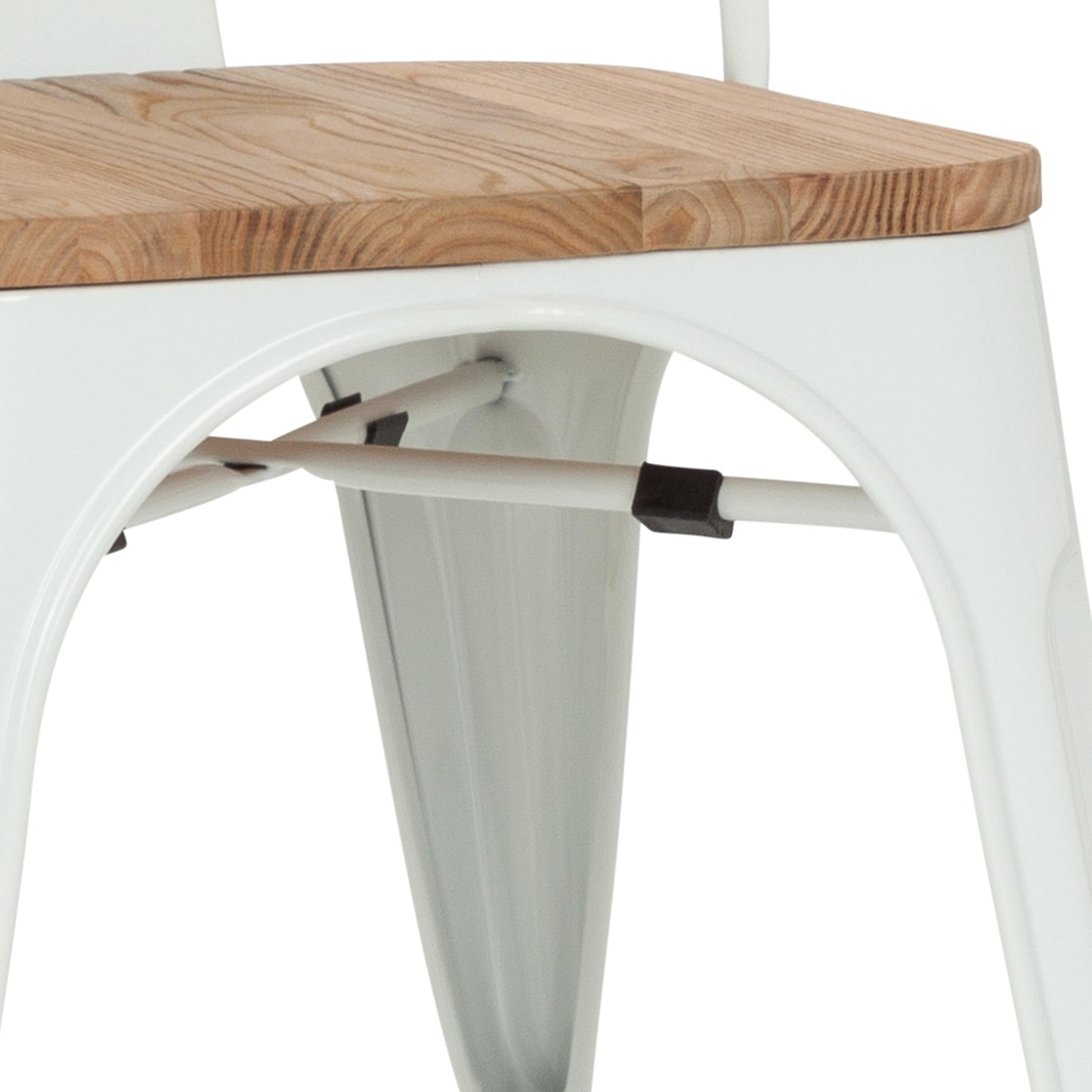 hjh OFFICE Vantaggio Comfort W 645046 Bistro Chair Metal Industrial Design Seat Stackable White/Wood