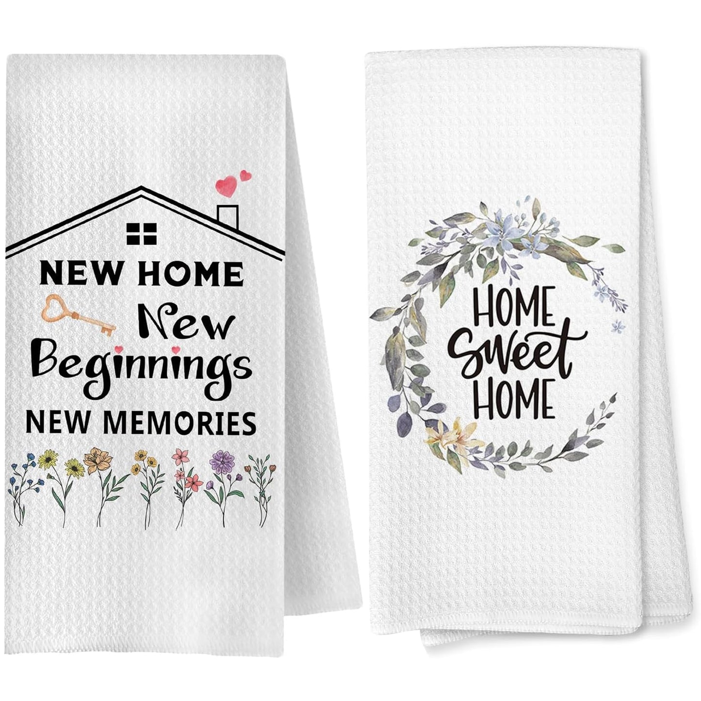 2PCS New Home Gifts Ornament Kitchen Towel House Warming Gifts (White)