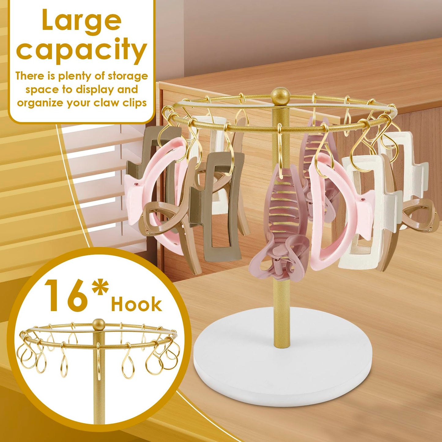 Claw Clip Holder Metal Hair Clip Organiser Space Saving Hair Accessories Display Stand Reusable Large Capacity Claw Clip Storage Rack for Living Room