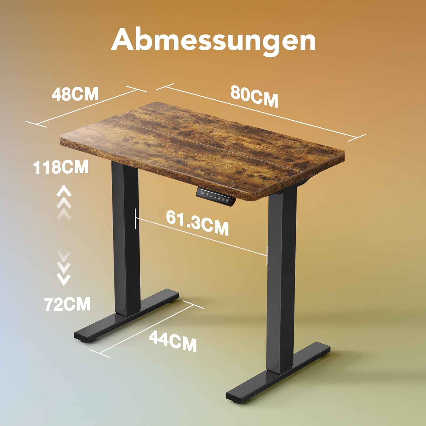 HUANUO 90 x 60 cm Standing Desk with 4 Memory Height Settings, Sit Stand Up Desk for Home Office & Computer Workstation