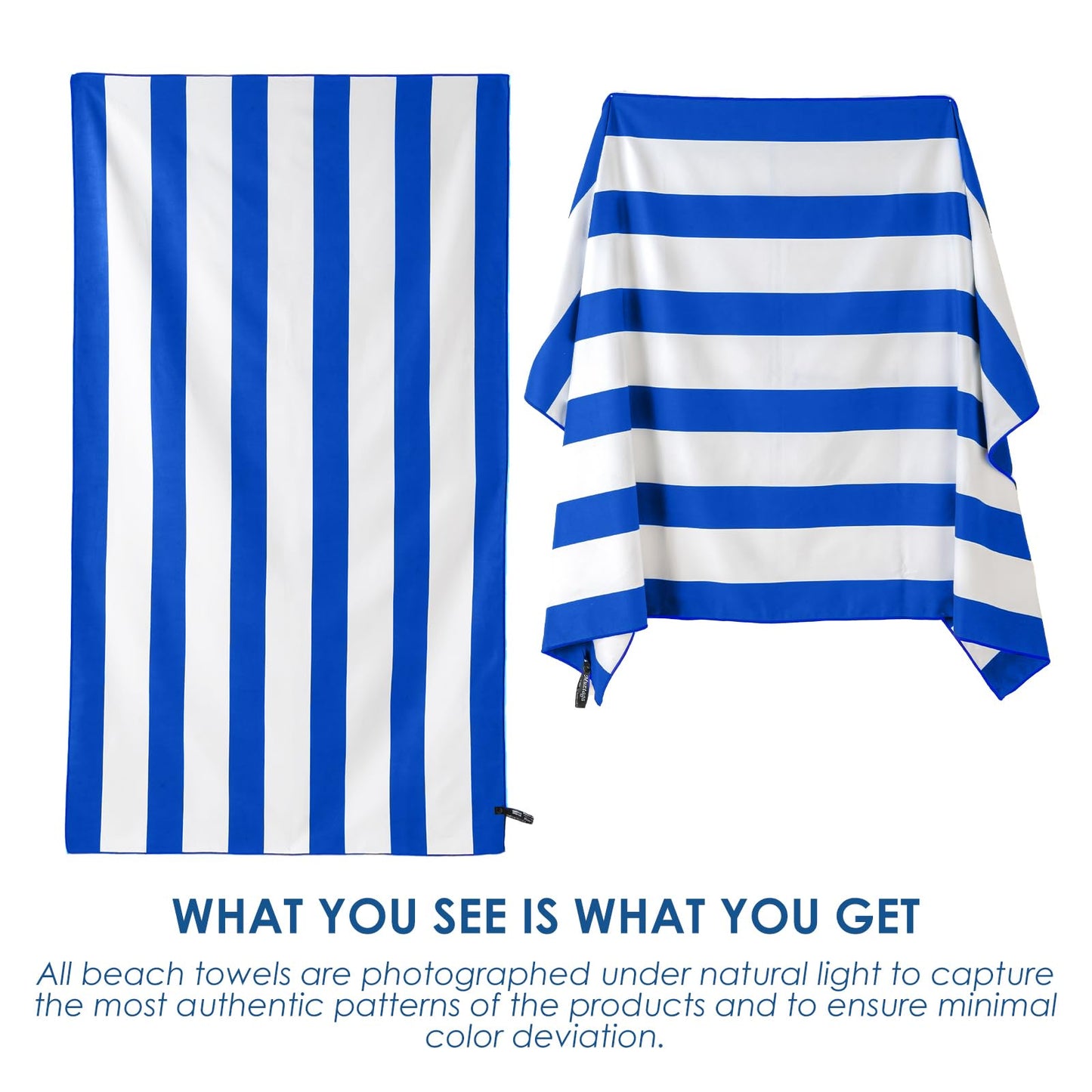 Muztaga Microfibre Beach Towel - Sand Free, Quick Dry, Large 160 x 90 cm Striped Pool Towels for Adults & Kids