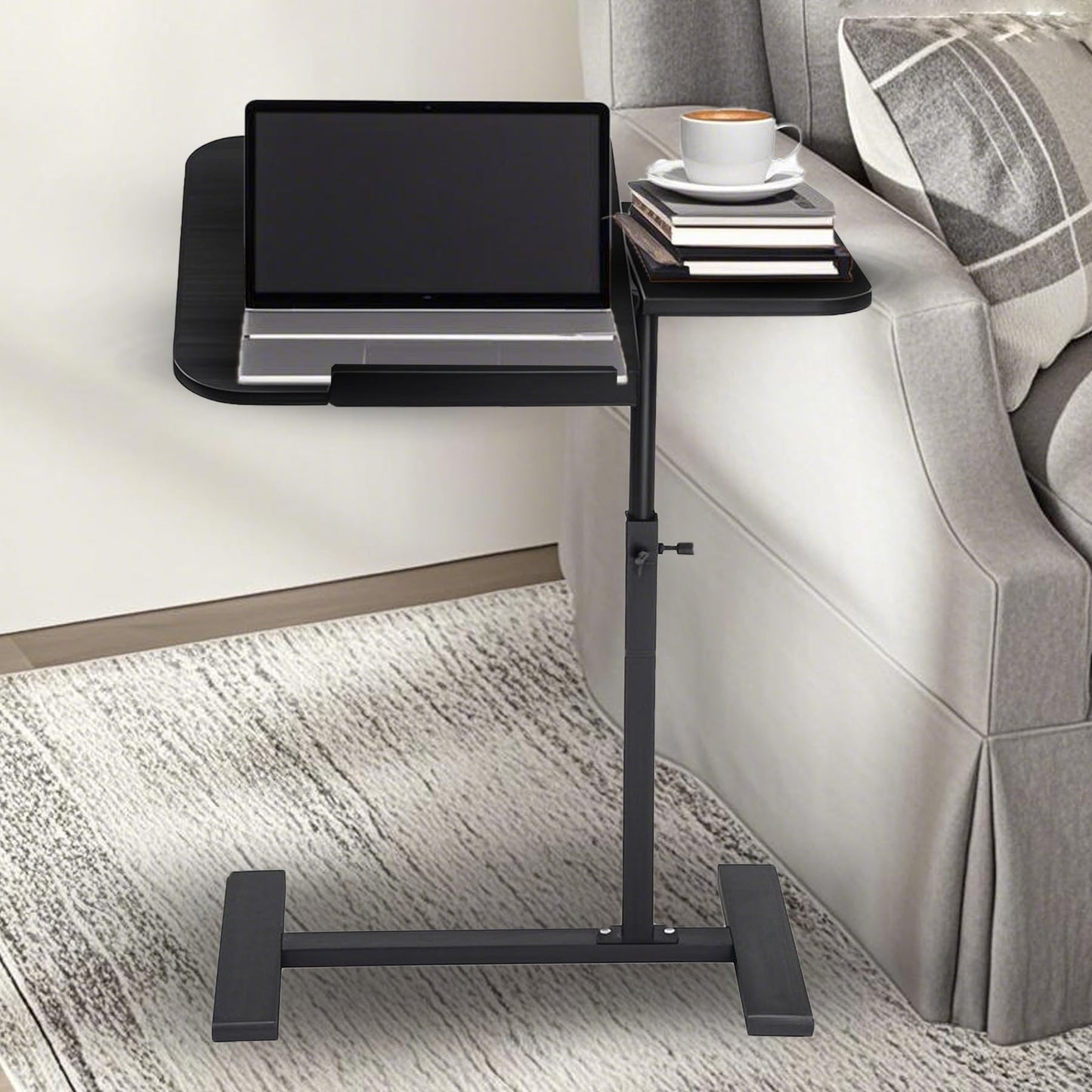 Kiss Me C Shaped Side Table, Height Adjustable,Narrow Laptop Desk