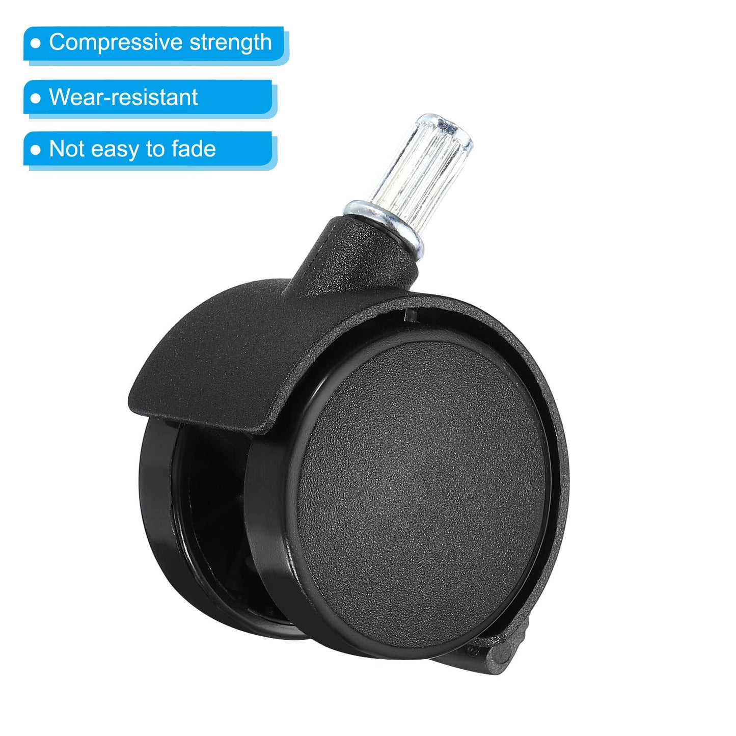 PATIKIL 1.5 Inch Stem Swivel Casters, 10 Pack Nylon 360 Degree Swivel Stem Wheels with Brake for Chair Desk Furniture Replacement, Black