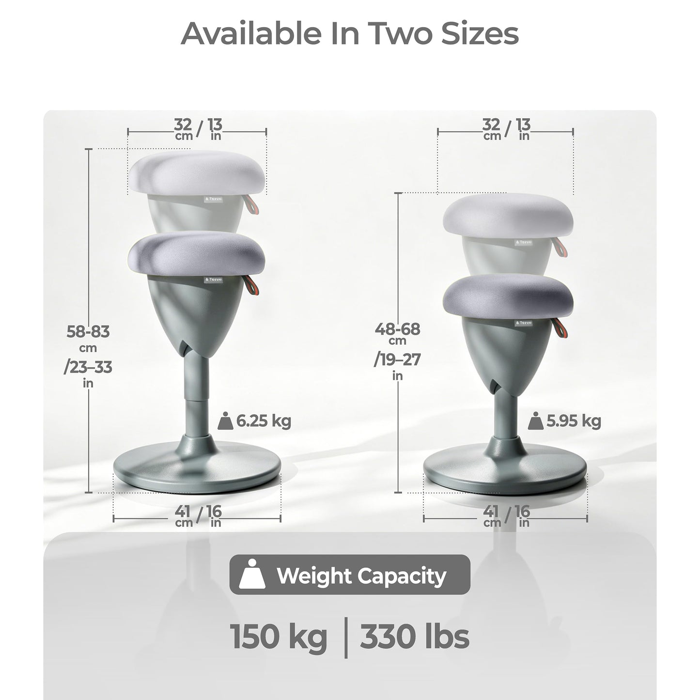 Tervo Model W - Wobble Stool - Ergonomic Standing Desk Chair - Sit Active