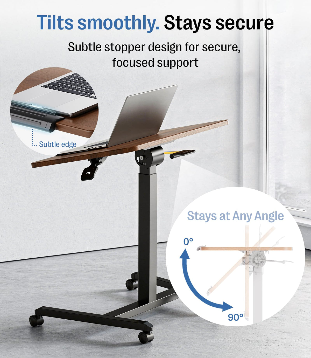 MAIDeSITe Fit Pro Over Bed Table with Wheels, Height Adjustable Desk