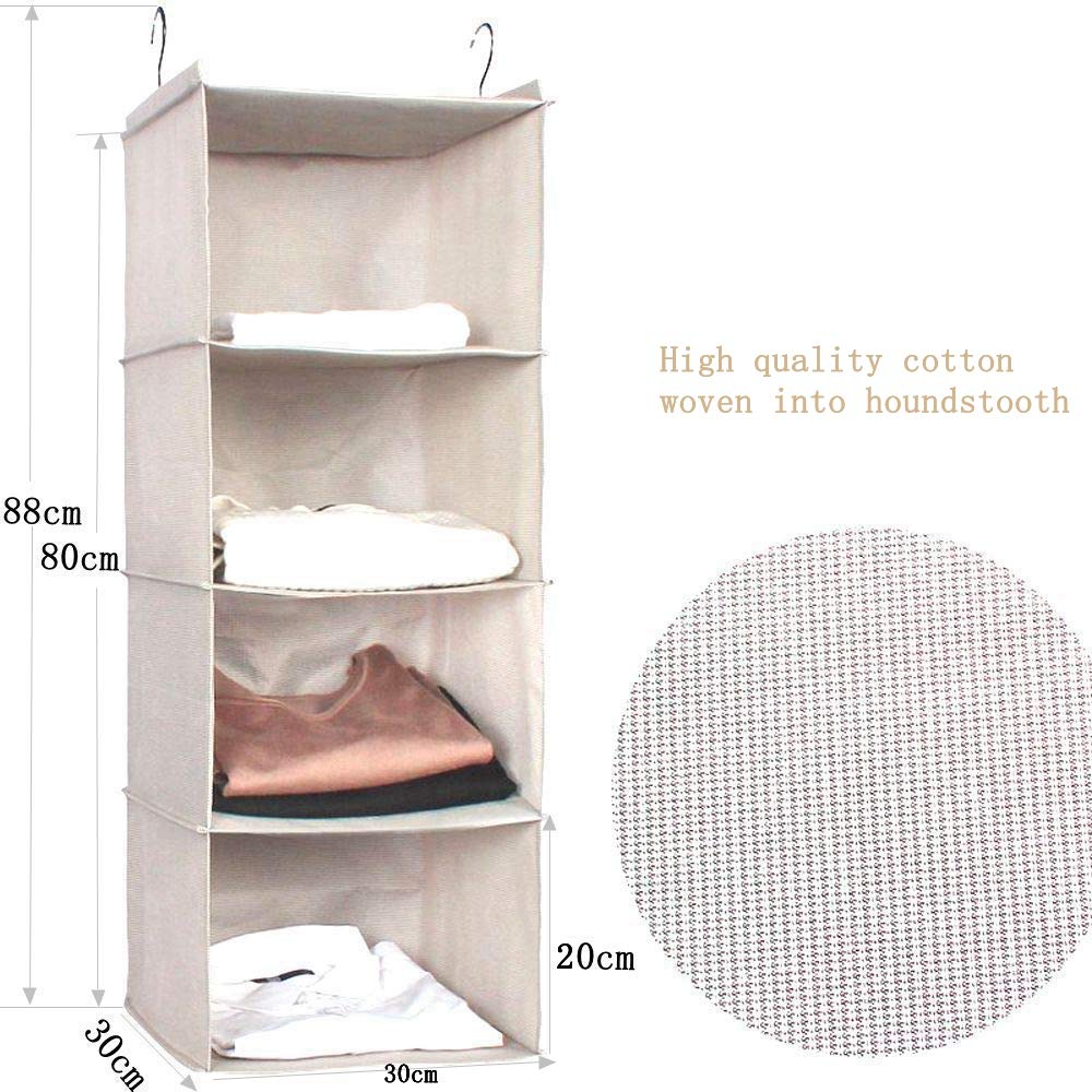 BrilliantJo Hanging Closet Organizer for Clothes Sweaters Advanced cloth 4 shelves Hanging Wardrobe Storage Shelves