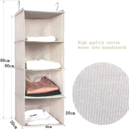 BrilliantJo Hanging Closet Organizer for Clothes Sweaters Advanced cloth 4 shelves Hanging Wardrobe Storage Shelves