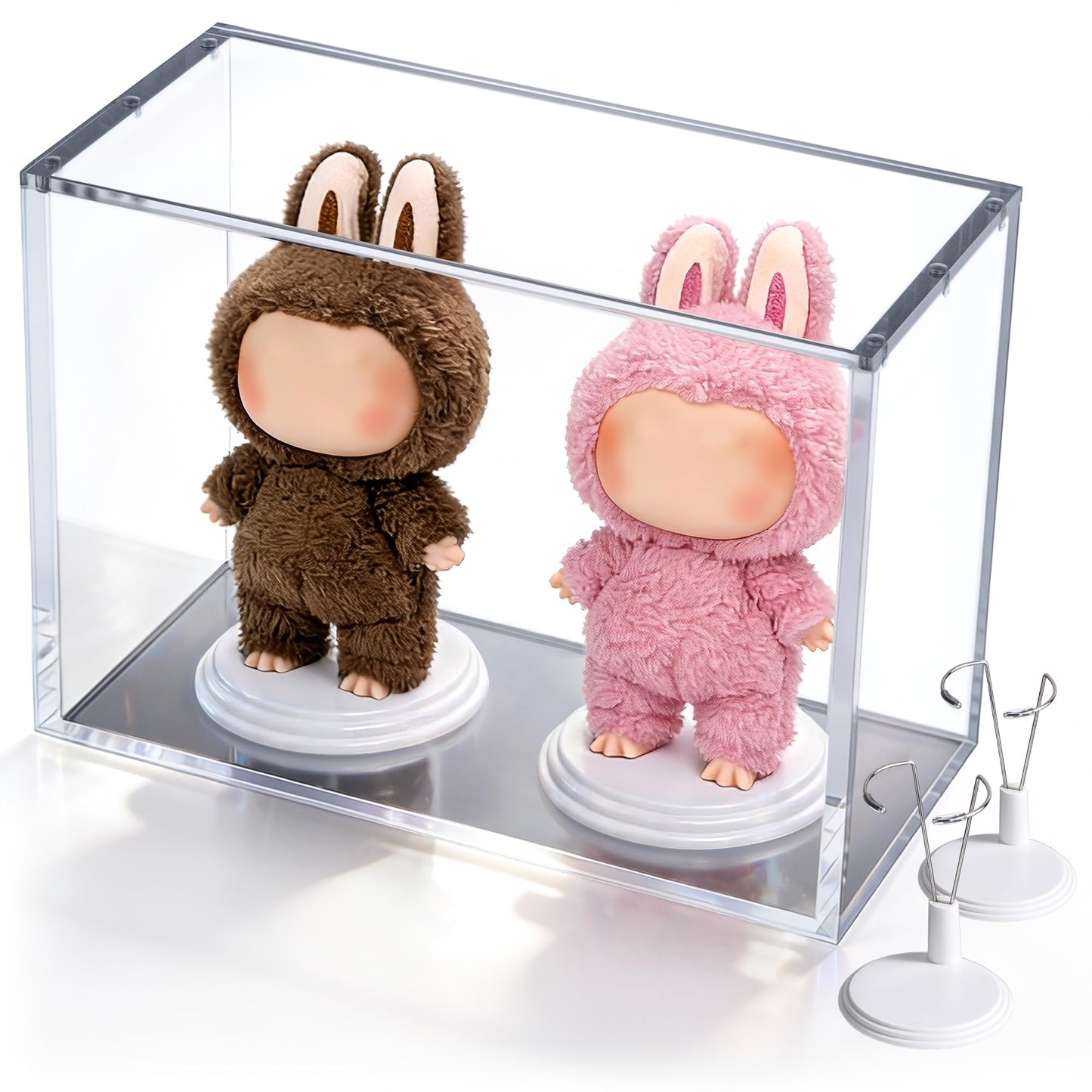 Mcbazel Premium Thick Acrylic Display Case Compatible with Labubu Doll, 92% UV Protection & Dustproof, Magnetic Display Box for POP MART Labubu