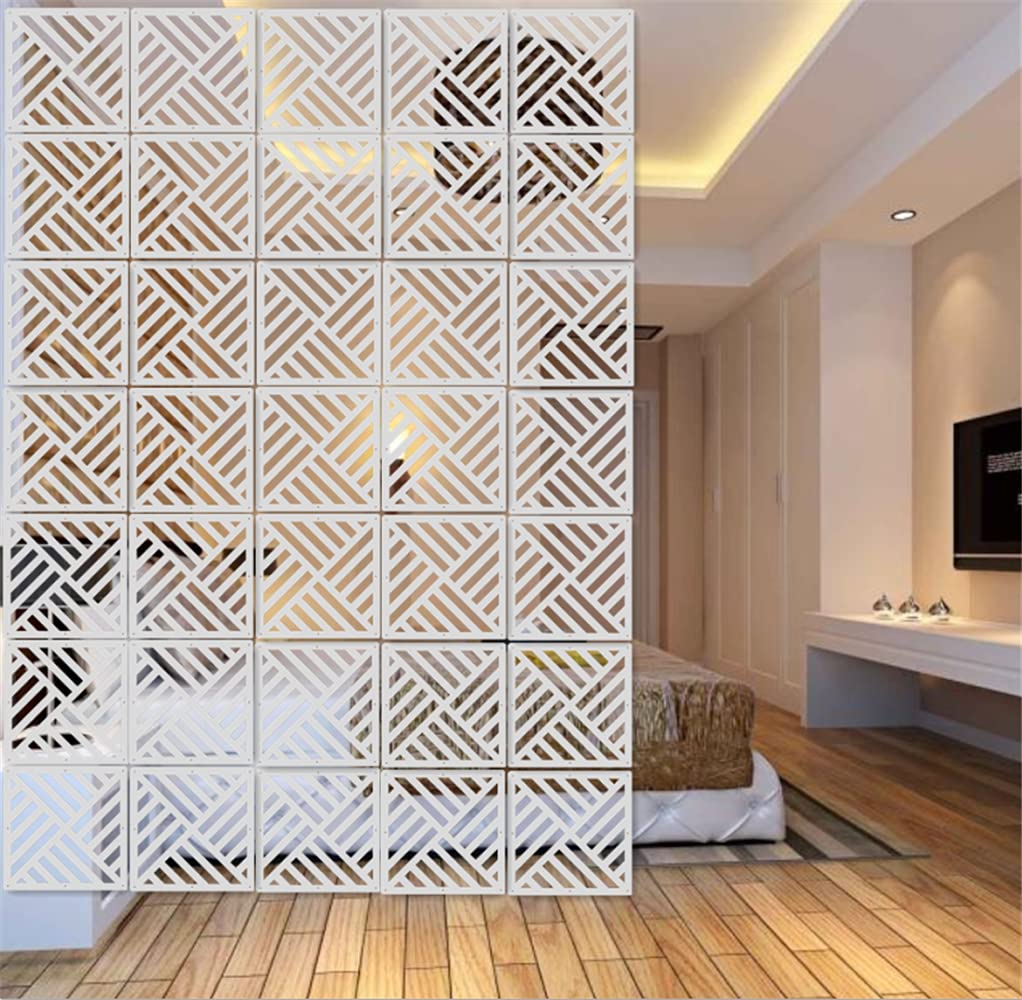 12Pcs/Set White Hanging Room Divider Screens DIY Panel Screens Partition Wall Dividers Room Decorative With All Accessories 29 x 29 cm (M3)