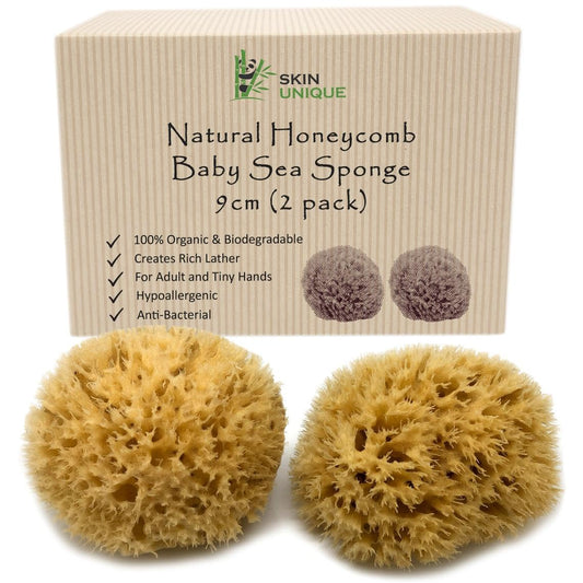 Skin Unique Natural Baby Sponge - Unbleached Mediterranean Sea Honeycomb for Babies and Children - 100% Natural, Organic, Strong, Durable,