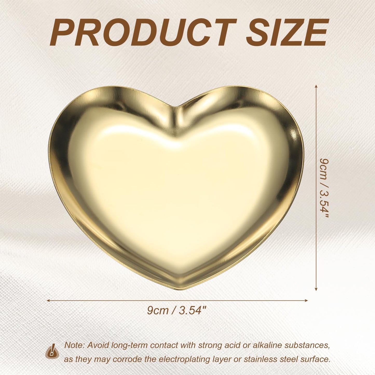sourcing map Heart Shape Serving Trays, 3.54" Stainless Steel Decorative Jewelry Dish