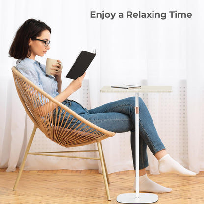 POLESTO Portable Laptop Stand, Bedside/Sofa Table with Height Adjustable 18''~48'', Sleek Wooden Lectern Standing Desk Mobile Podium for Home, Office