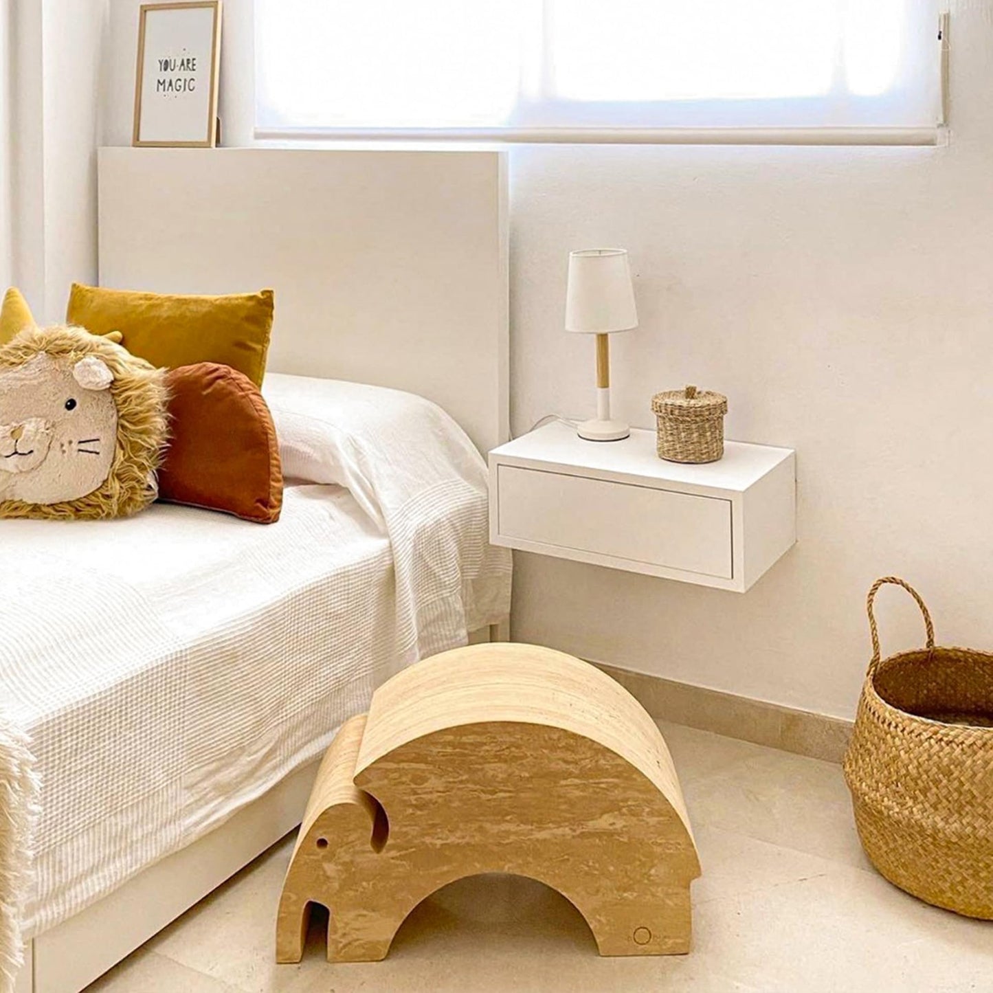 Mobili Fiver, Riccardo Wall bedside table, Matt White, Made In Italy