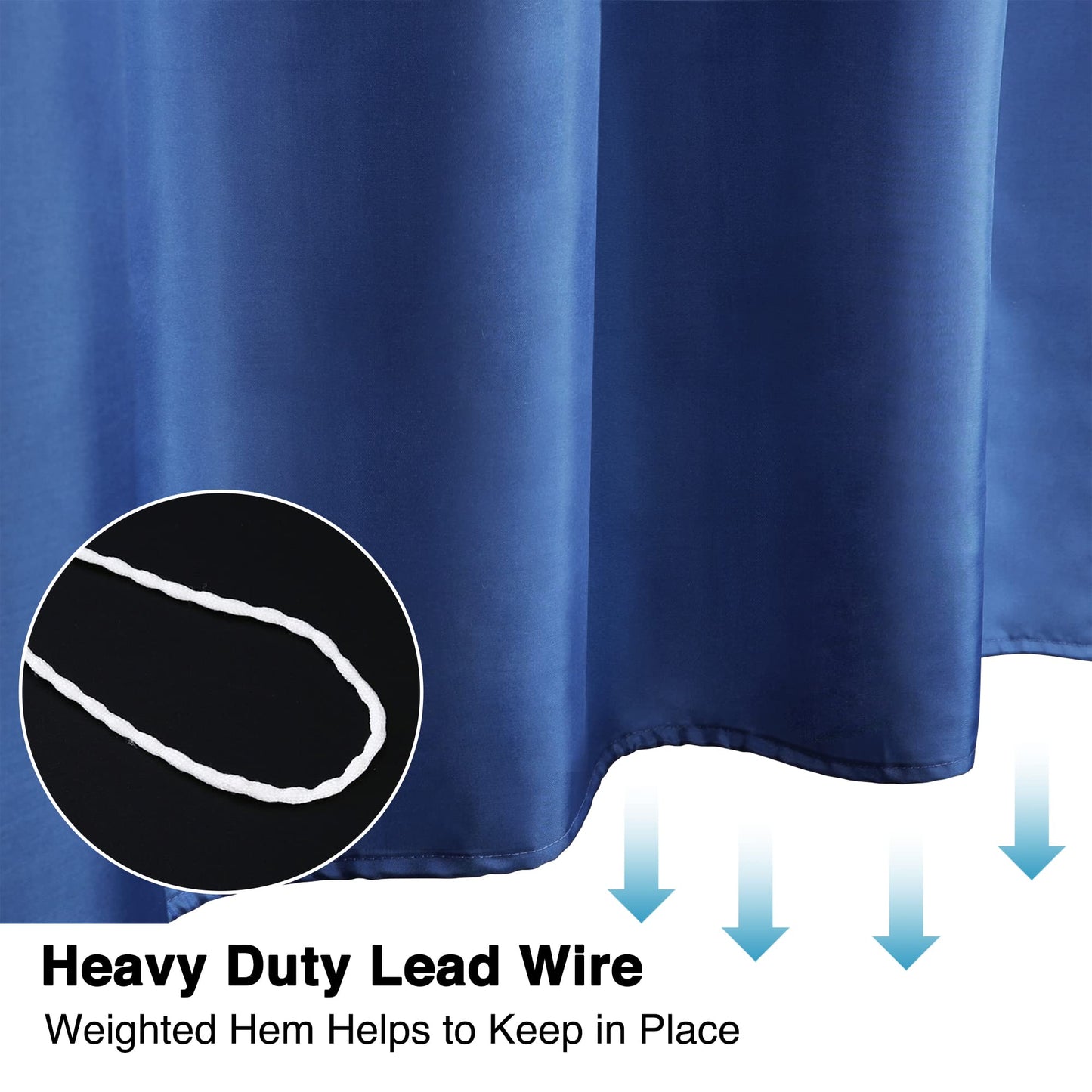 WELTRXE Shower Curtain Mould Proof Resistant, 180x180cm Waterproof Bathroom Curtain Set With Hooks, Weighted Hem