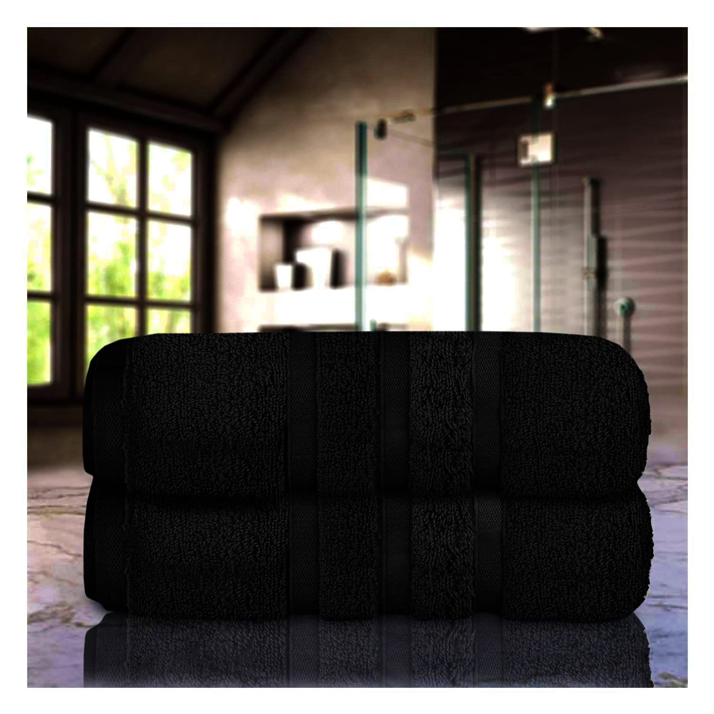 Uk Furniture 2 Pack Extra Large|95x200cm| Super Jumbo Bath Sheet Towels100% Egyptian Cotton 700GSM Super Soft Towel Set. (Black)