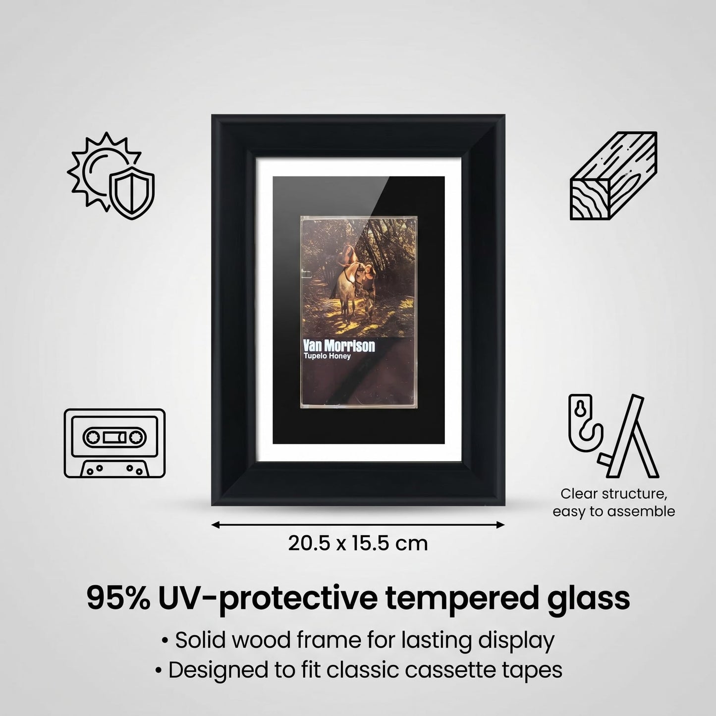 Cassette Tape Picture Frame, Cassette Tape Storage, Cassette Tape Display Frame, Cassette Tape and Suitcase Display Frame with EVA Foam Lining and