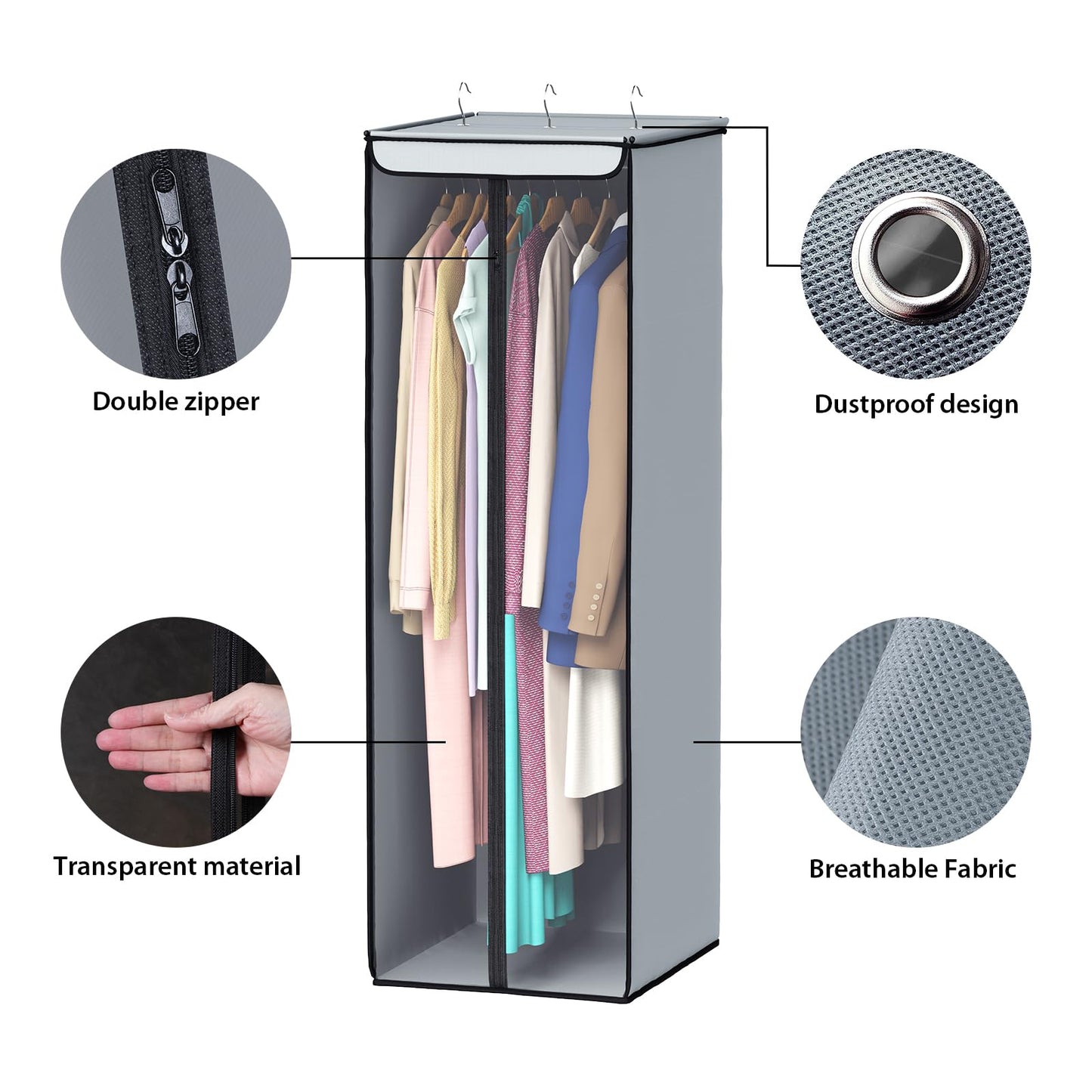Univivi Garment Bags for Hanging Clothes, 54 In Clothes Rail Cover, 2 Pack
