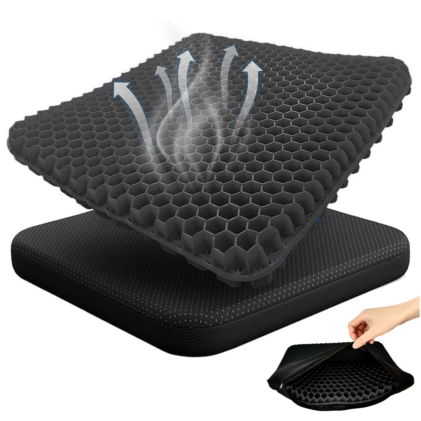 TOGETDREAM Gel Seat Cushion, Honeycomb Cushions with Cloth Cover Thick Car Seat Cushion Cool Cushions Chair Seat Pads for Bottoms Soft Sitter and