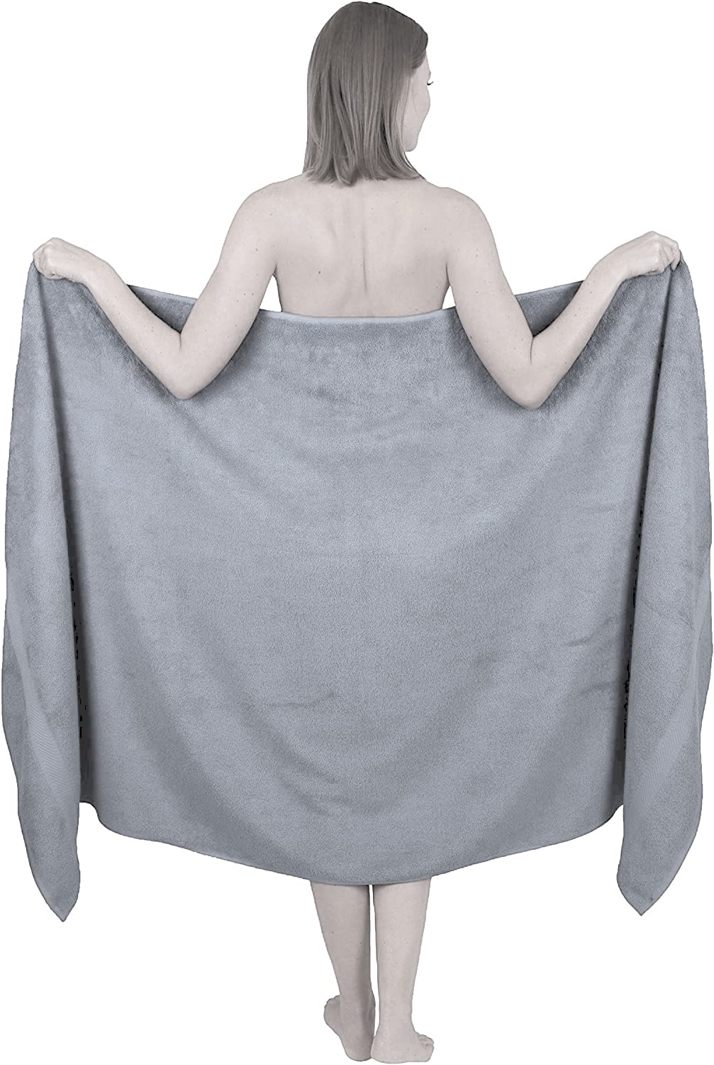 Wholesale Trade Dealz Extra Large Bath Sheet 100 x 200 cm Super Jumbo Big Bath Sheets Towels Beach Body Wrap XL Bath Towels 600-GSM (Silver)