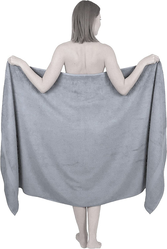Wholesale Trade Dealz Extra Large Bath Sheet 100 x 200 cm Super Jumbo Big Bath Sheets Towels Beach Body Wrap XL Bath Towels 600-GSM (Silver)