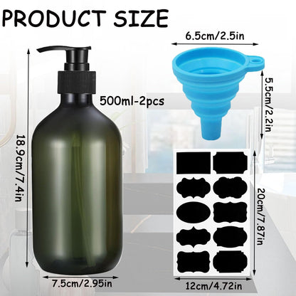 2 Pcs Pump Bottle Dispenser,500ML/17oz Refillable Empty Press Pump Bottles,Plastic Liquid Soap Dispenser Storage Holder Container for Liquid