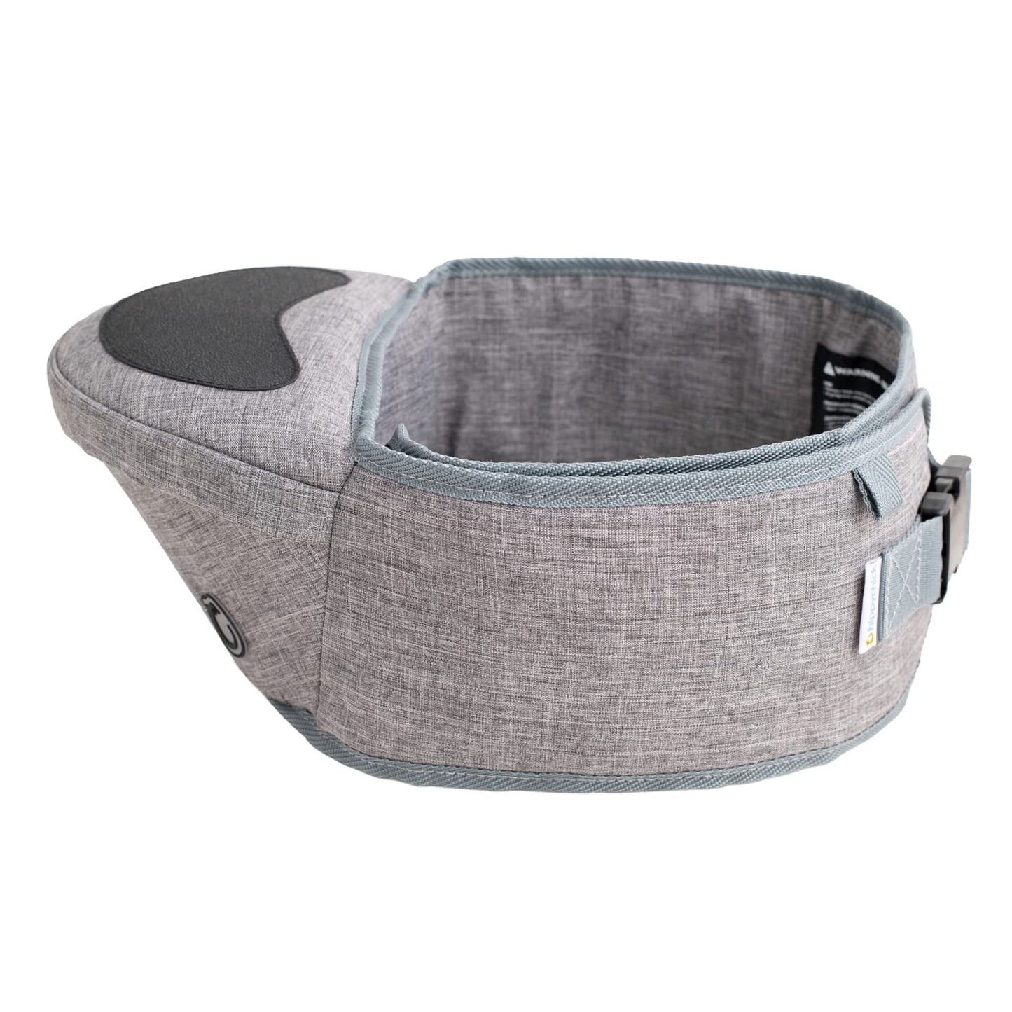 Hippychick Hipseat Baby Carrier, Lightweight Back-Saving Support Waist Stool, Adjustable Strap, Can Carry 6-36 Months Child, Denim Grey