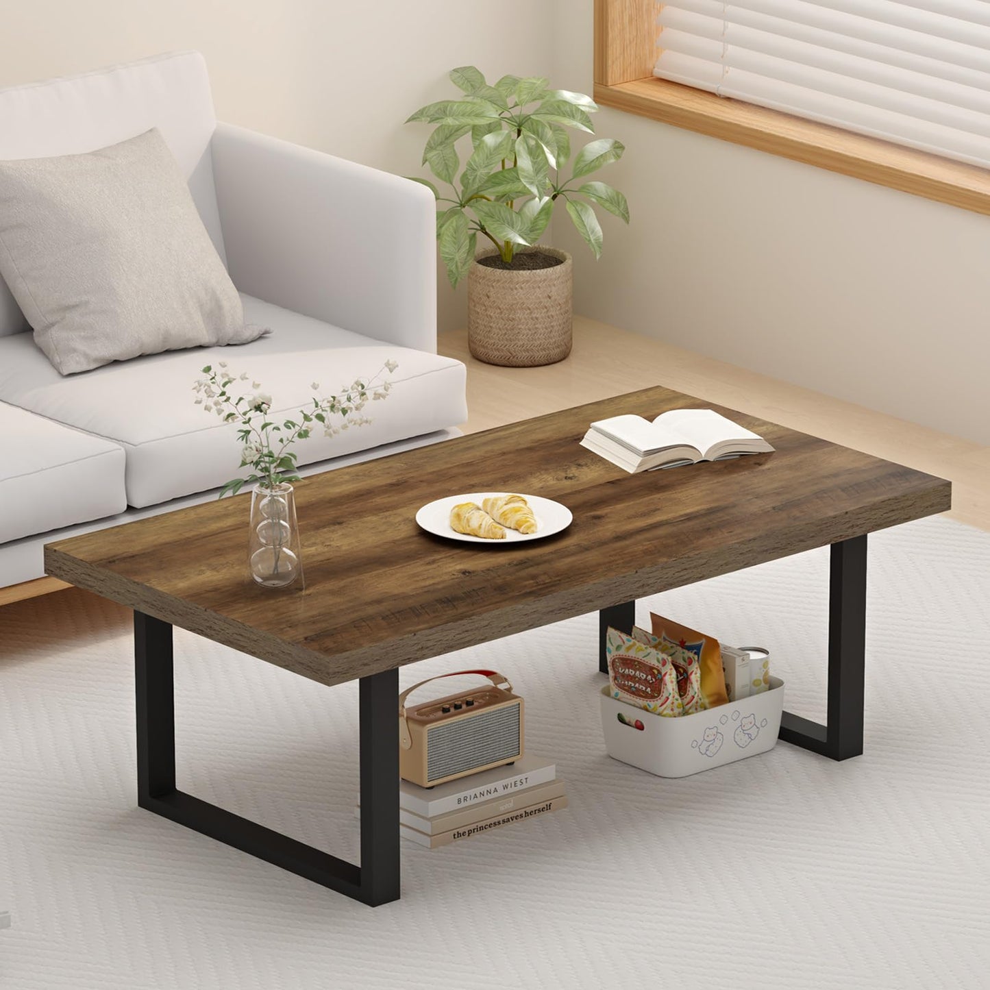 IBF Coffee Table Living Room Wooden Center Coffee Tables 120cm Rustic Oak