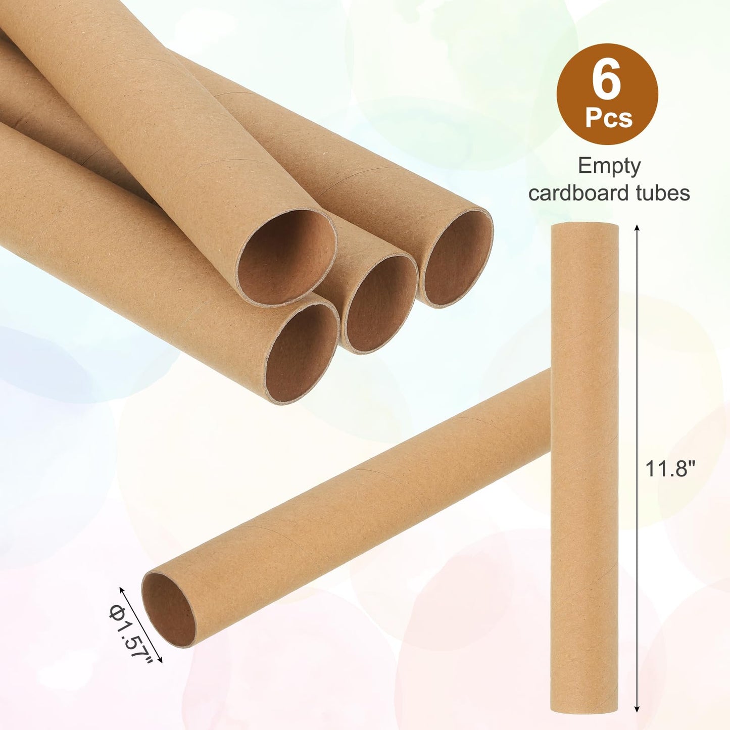 PATIKIL 6 Pcs Cardboard Tubes 1.6 x 11.8 Inch Toilet Paper Rollers Bulk for Crafts Empty Round Towel Tissue for Creative Design Crafting Supplies