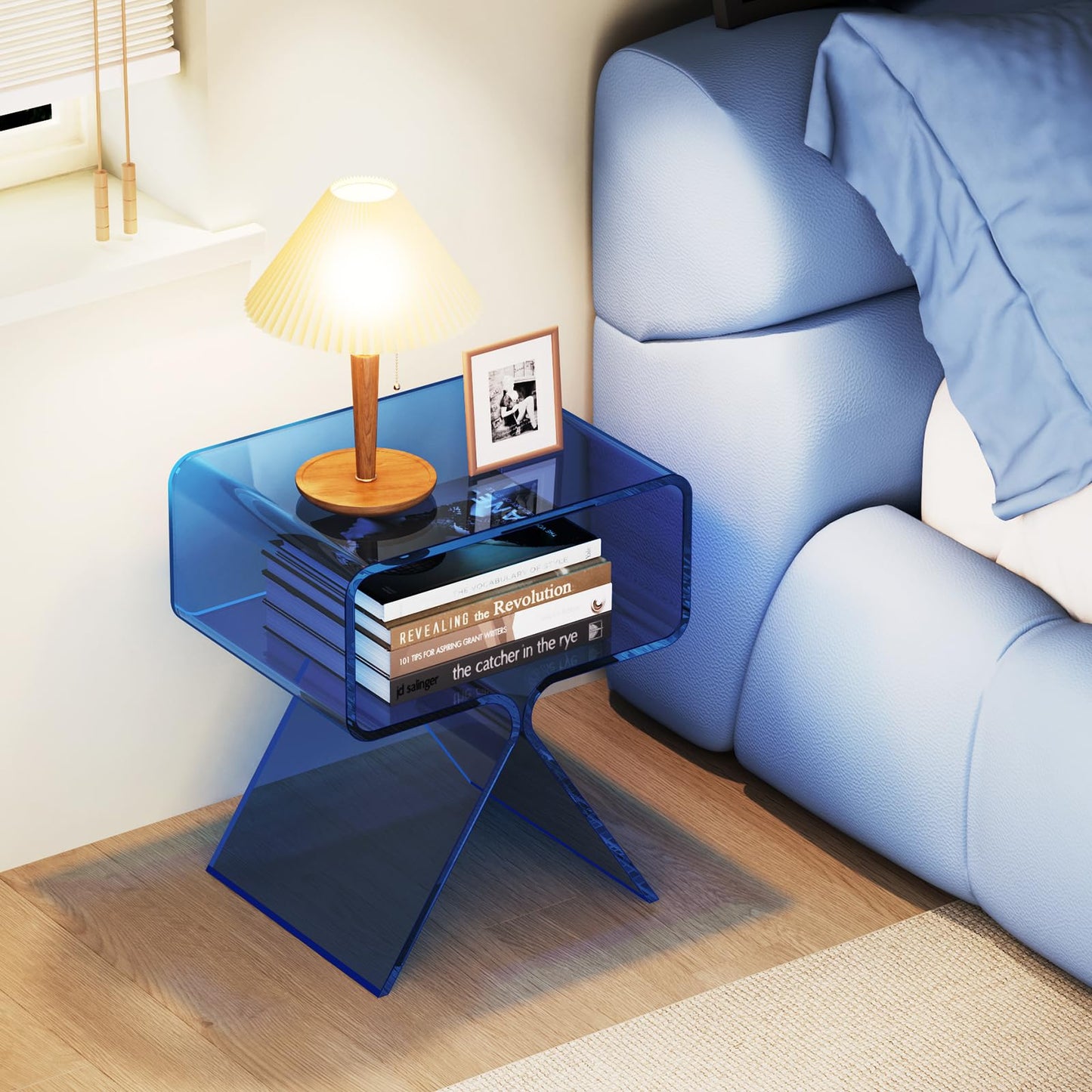solaround Acrylic Side Table, No Assembly, 39 x 30 x 45 cm, Blue