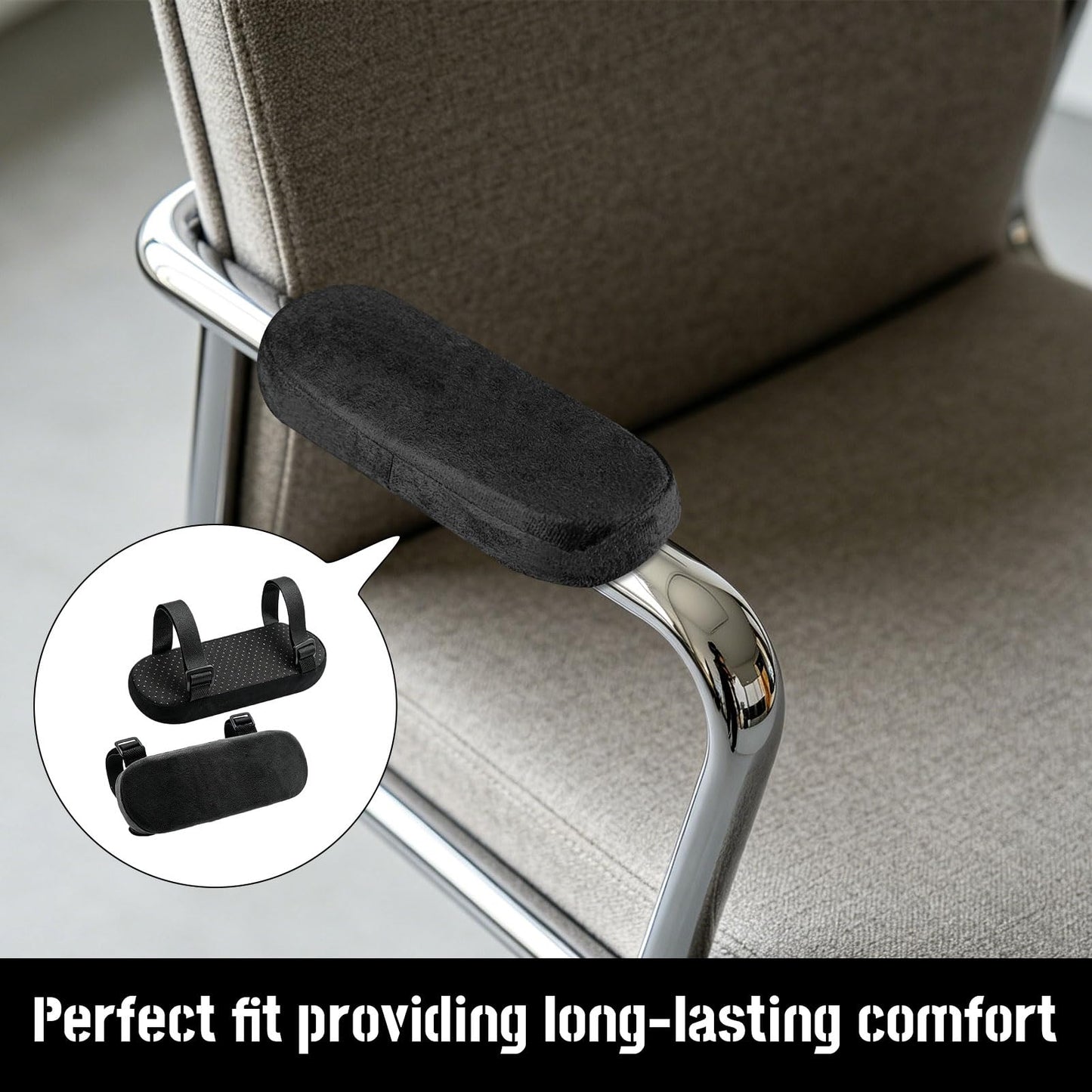 Office Chair Arm Pads, Memory Foam Armrest Covers for Elbow Support, Reducing Forearm Pressure During Work and Gaming