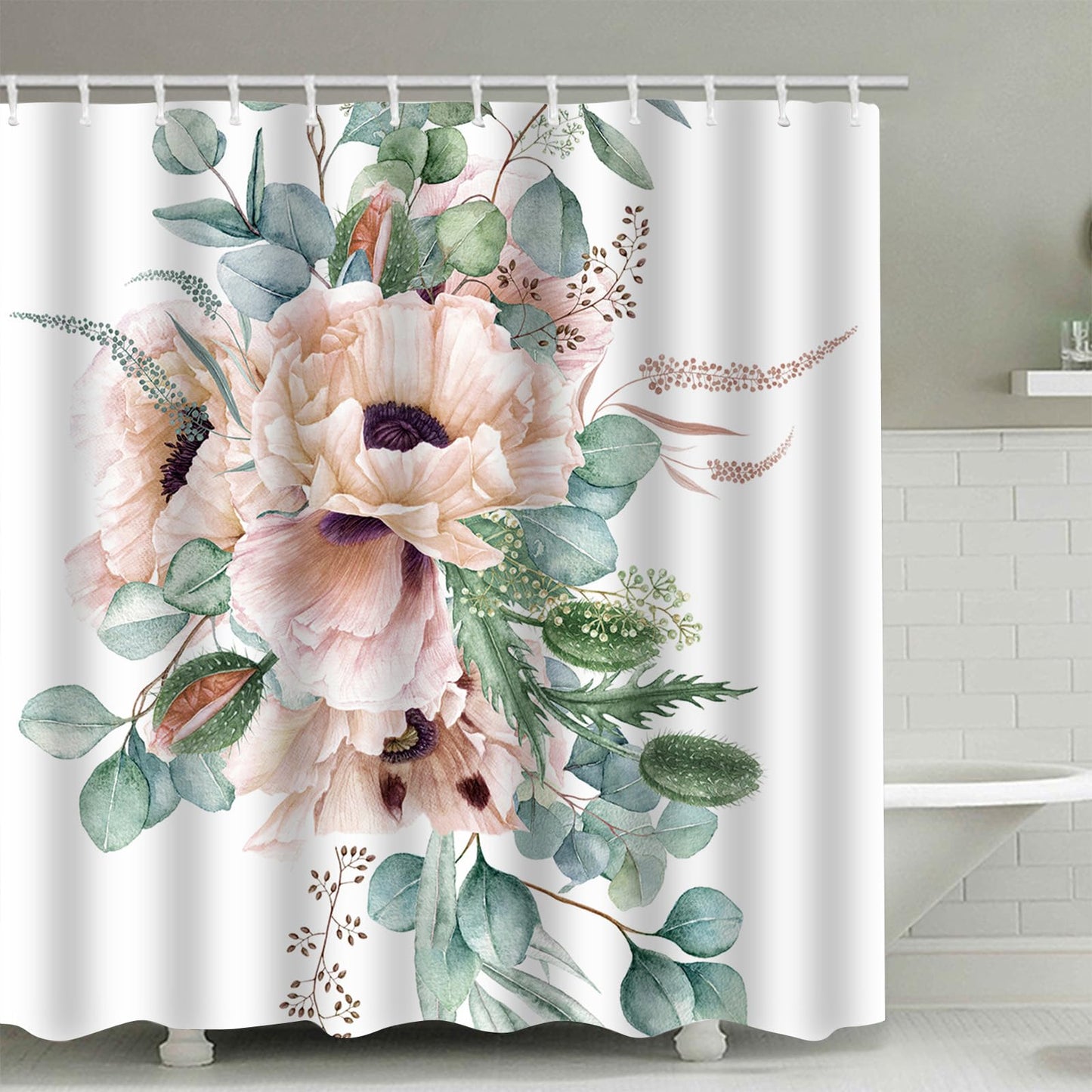 FAIRYGATE Shower Curtains for Bathroom Shower Curtain Extra Long Wide Mould Proof Resistant Fabric for Wet Room Bath with 12 Hooks Waterproof