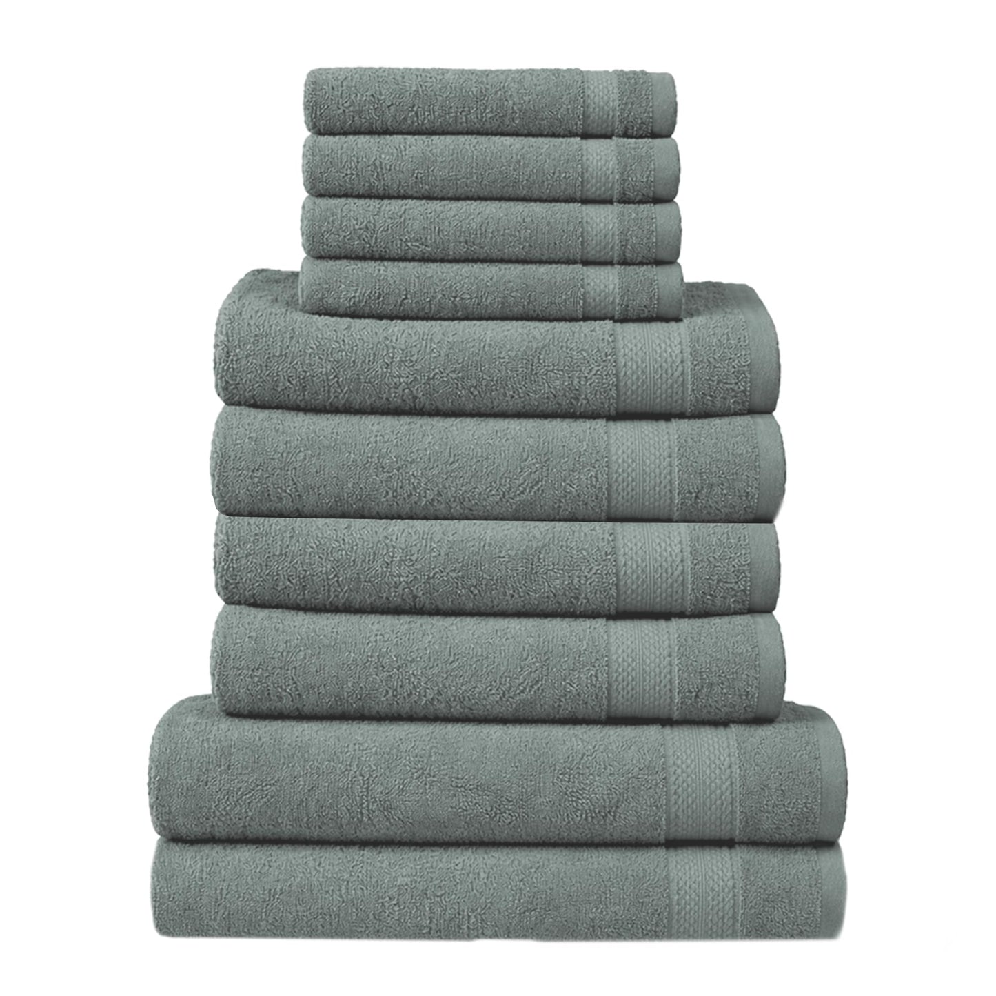 RAYMSTER 10 Piece Egyptian Cotton Towel Set - 2 Bath, 4 Face, & 4 Hand Towels Set for Daily Use - Soft, Highly Absorbent, Quick Dry, and Lightweight