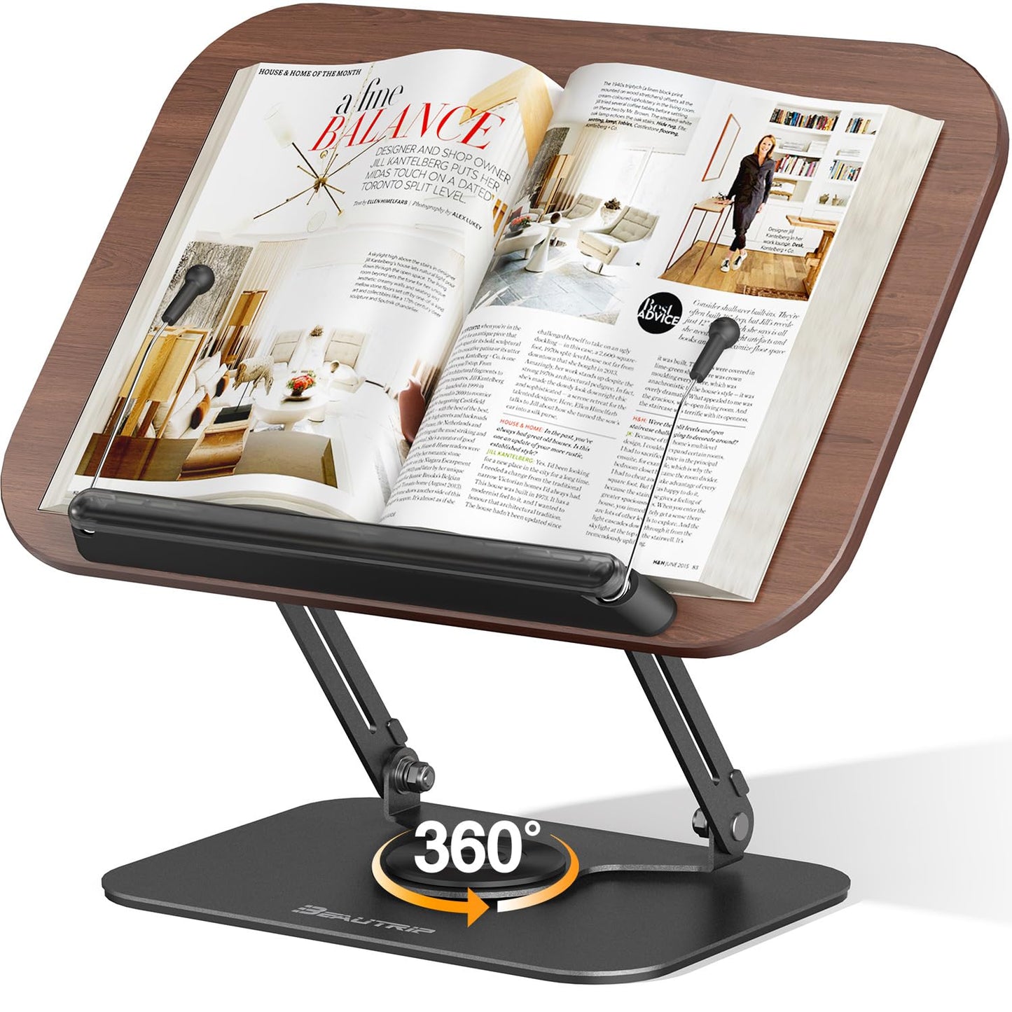 BEAUTRIP Book Stand for Reading, Foldable Book Holder for Desk Hands Free, Display Stand for Office, Kitchen, Cookbooks, Textbooks, Recipes
