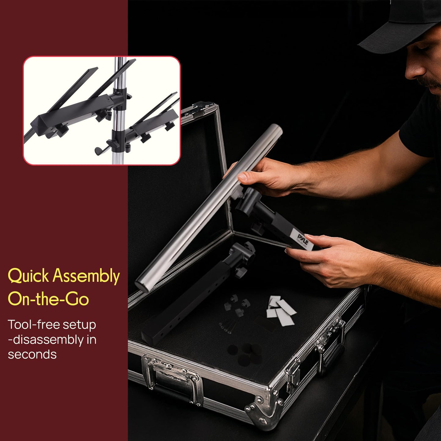 Pyle Dual Tray Laptop Stand Adjustable Height Portable Desk Mount Ergonomic Support for DJ Mixer Workstation Gaming Treadmill Setup