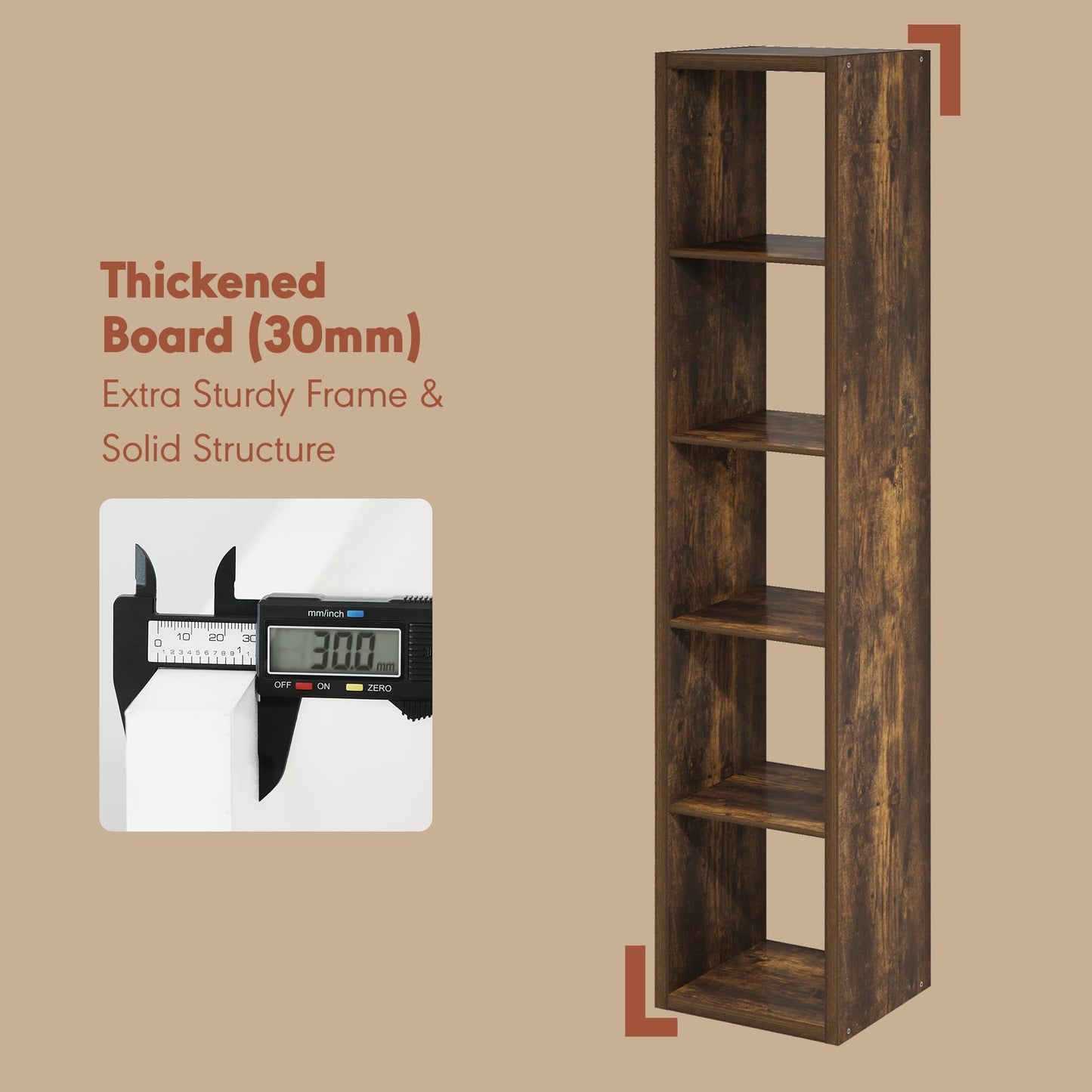 Furinno CUBICLE Record Player Stand with Vinyl Storage, 5-Cube 1.2 Extra Thick Vinyl Record Storage