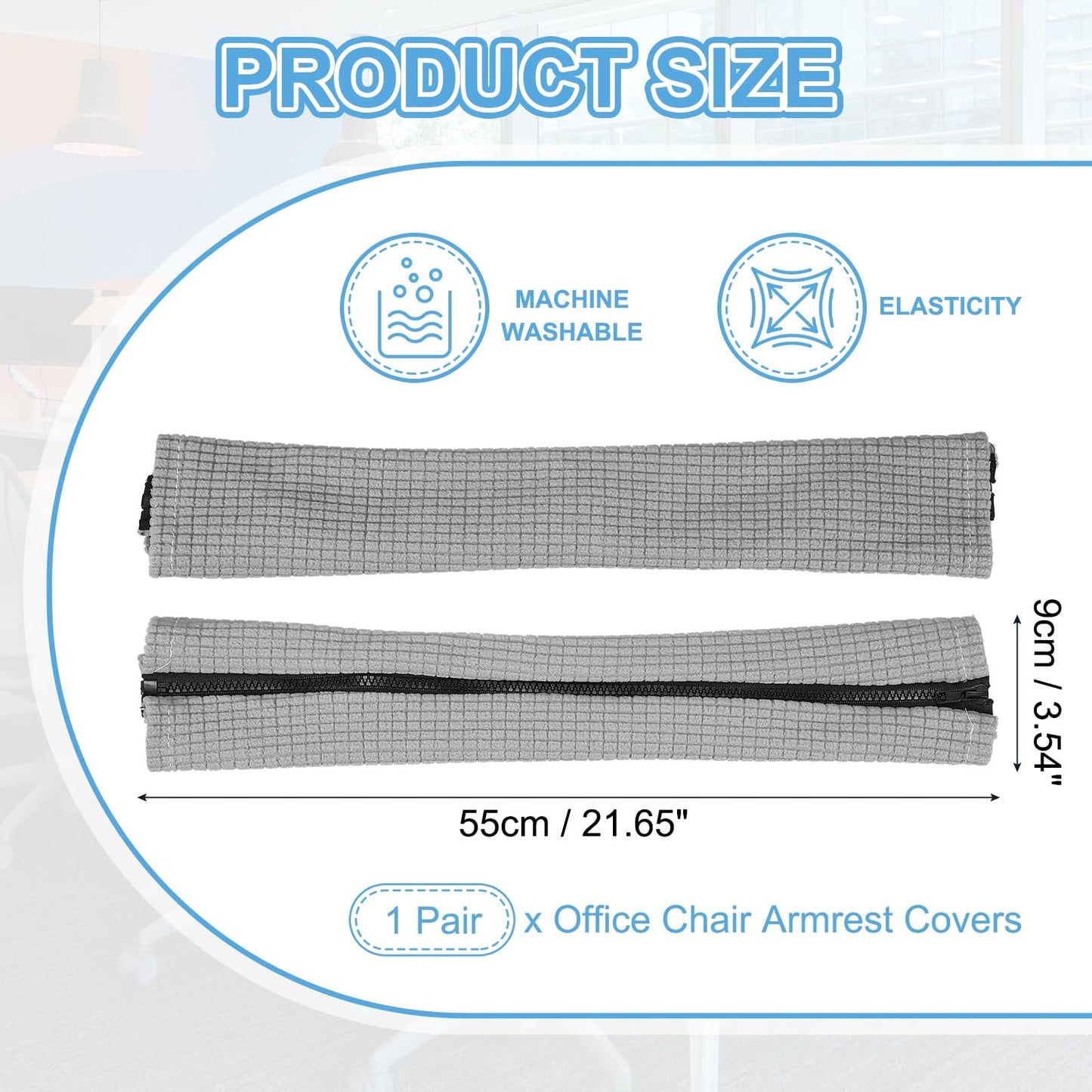 PATIKIL 55 x 9cm Office Chair Armrest Covers, 1 Pair Office Chair Arm Covers Computer Chairs Arm Rest Cover with Zipper Removable Rest Slipcover Hand