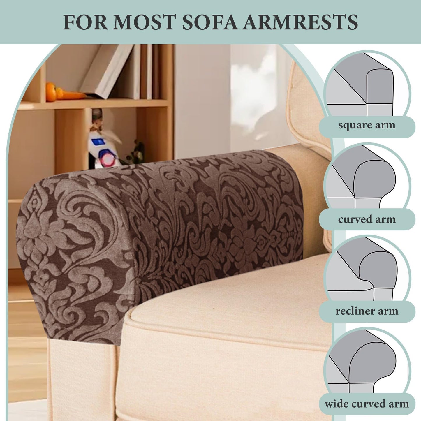 Armrest Chair Covers, Set of 4 Stretch Armchair Couch Armchair Covers for Arms Sofa