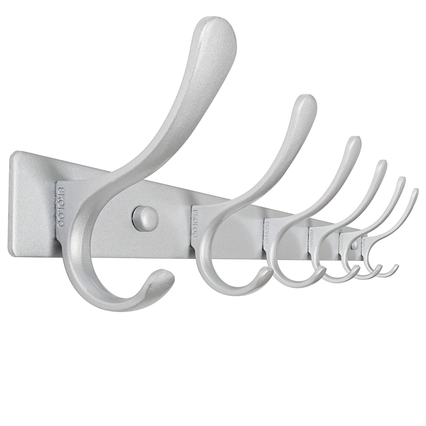 SKOLOO Coat Rack Wall Mounted - 6 Hooks, Heavy Duty, Stainless Steel, Metal Wall Coat Hanger, Sturdy Wall Hooks for Hanging Coat, Jacket, Clothes