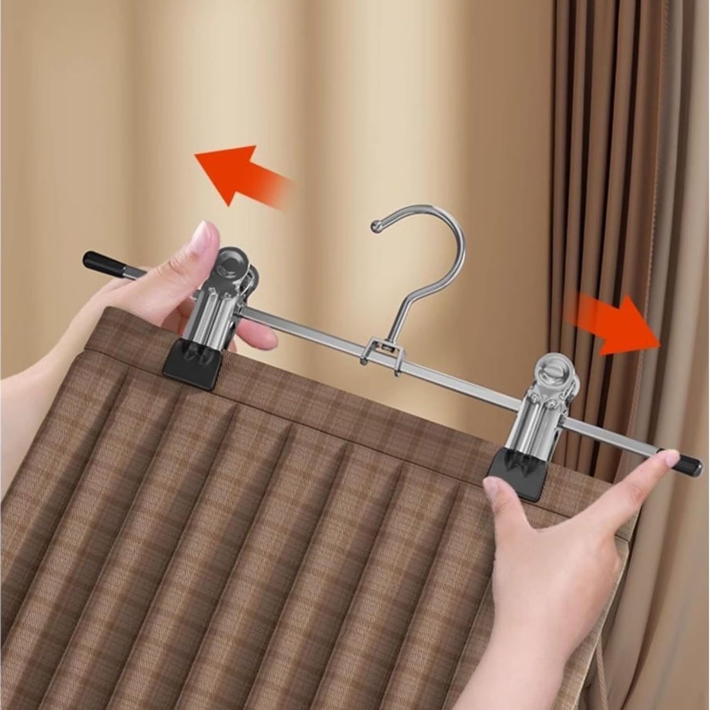 Trouser Hanger,30Pack Pant Hangers Space Saving Skirt Hangers with Clips Adjustable Non-Slip Coat Hangers Heavy Duty Chrome Clothes Hangers Clothes