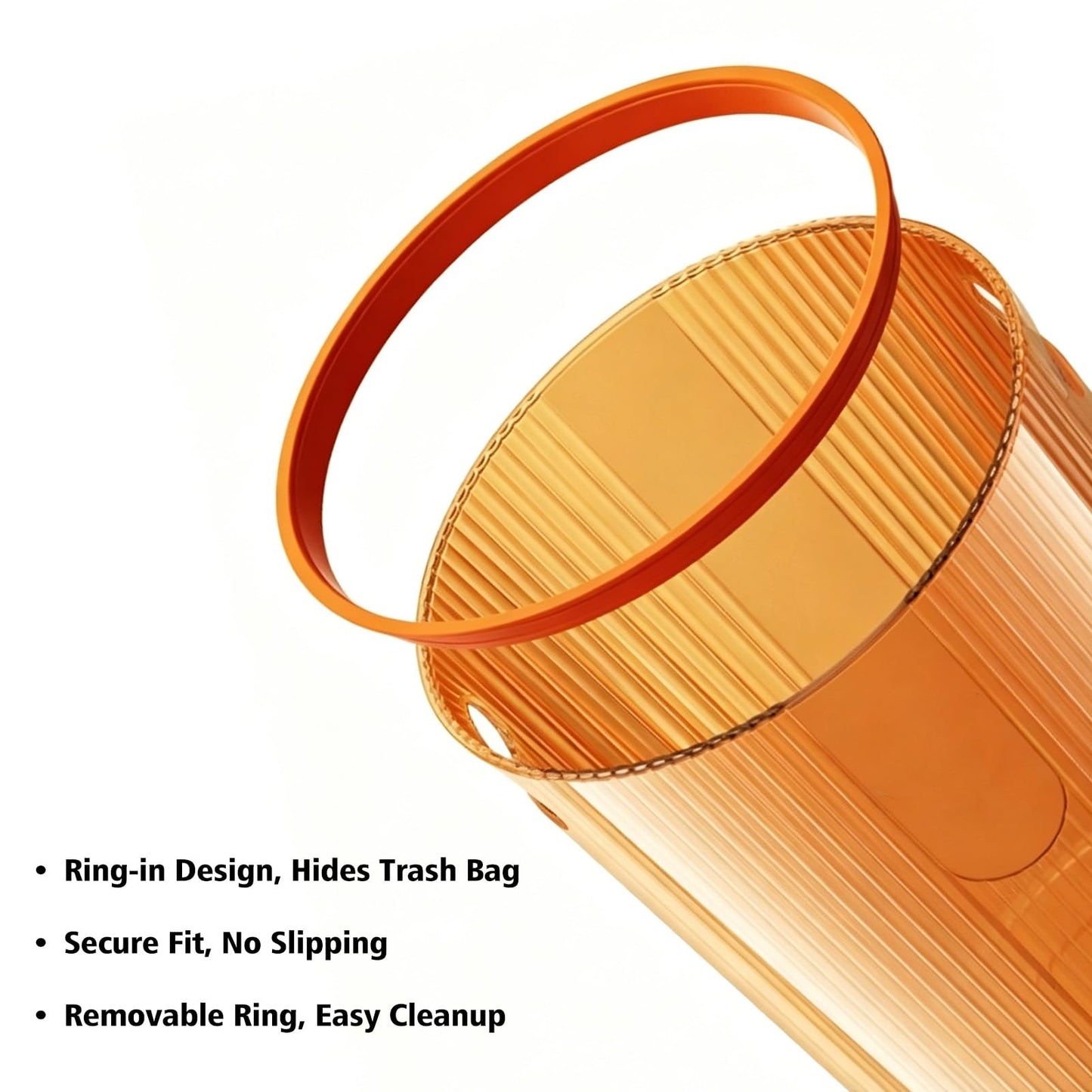 Jenngaoo Transparent Plastic Bin - 8L Round Waste Paper Basket for Kitchen, Bathroom, Office | Compact Rubbish Bin with Handles
