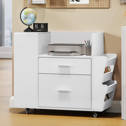 YITAHOME Rolling Filing Cabinet with Side Racks & 4 Wheels, White