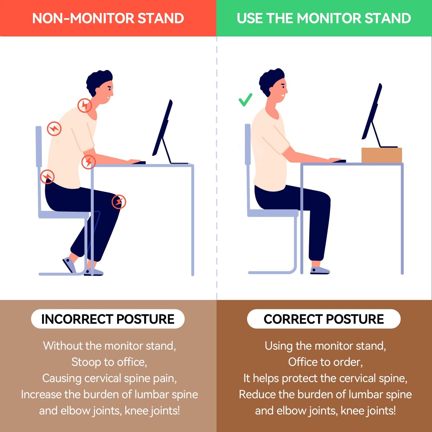 KIRIGEN Wooden Monitor Stand, 39 cm Desk Riser for Laptop, Natural