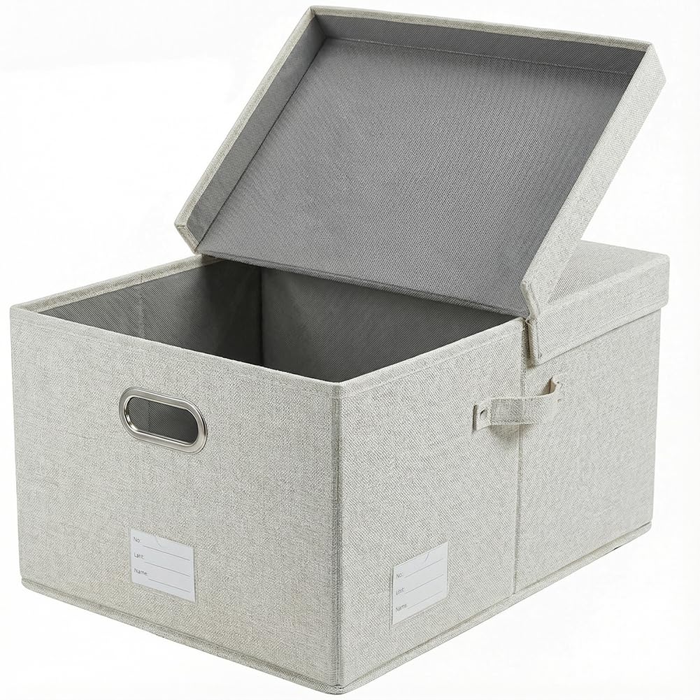 Prandom Storage Boxes with Lids Extra Large,58x40x30cm,Beige[1-Pack]