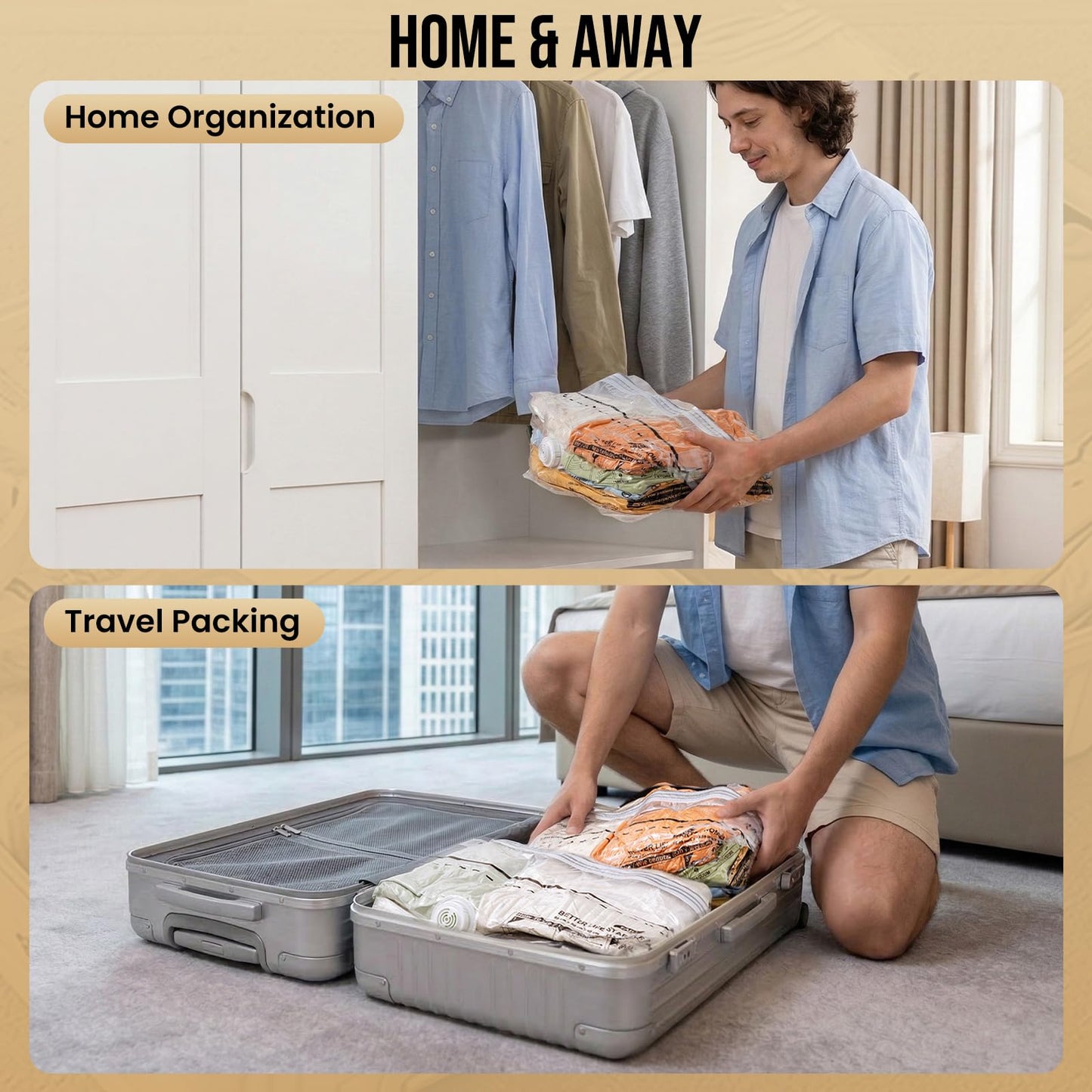 TAILI Cube Vacuum Storage Bags 4 Pack, Medium Size (50x30x65 cm), Clear