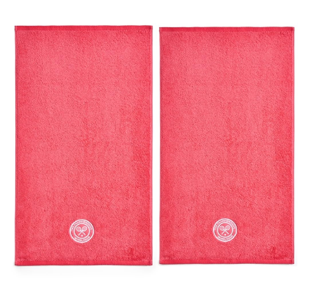 Wimbledon Guest Towels | Pack Of 2 | 40cm x 70cm | Soft Cotton | Official Tennis Championships Merchandise | 2026 Seasonal Colours | Pink