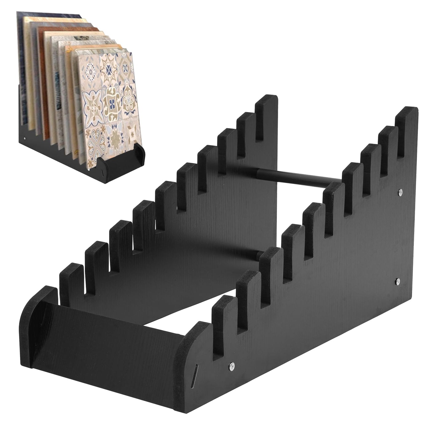 10-Tier Tile Sample Display Stand, Wooden Tile Sample Storage Rack, Floor Tile Display Stand, Building Material Display Shelf