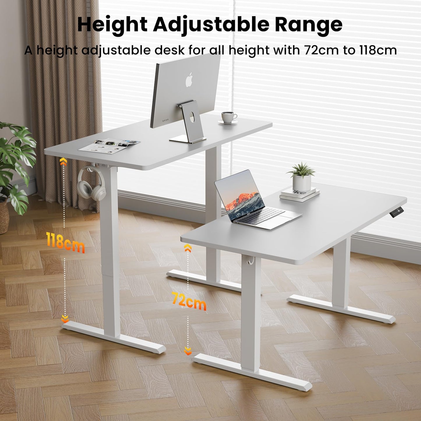 WALKINGDESK Electric Standing Desk, 140 x 60 cm, White