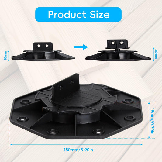 10 Pack Adjustable Decking Pedestal 18-30mm, Heavy Duty Joist Support Riser