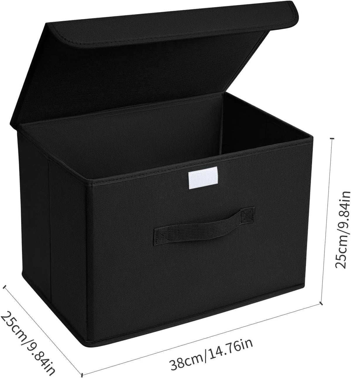 DIMJ 3 Pack Storage Boxes with Lid, Fabric Baskets Closet Storage Bins with Handles Cube Baskets Organization for Home, Office, NurseryBlack