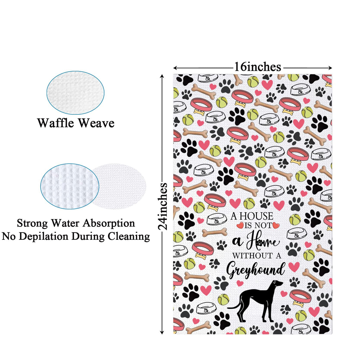 PXTIDY Greyhound Dog Theme Kitchen Towel Animal Lover Gifts Towel Greyhound Mom Gifts Tea Towel Dog Owner Gifts
